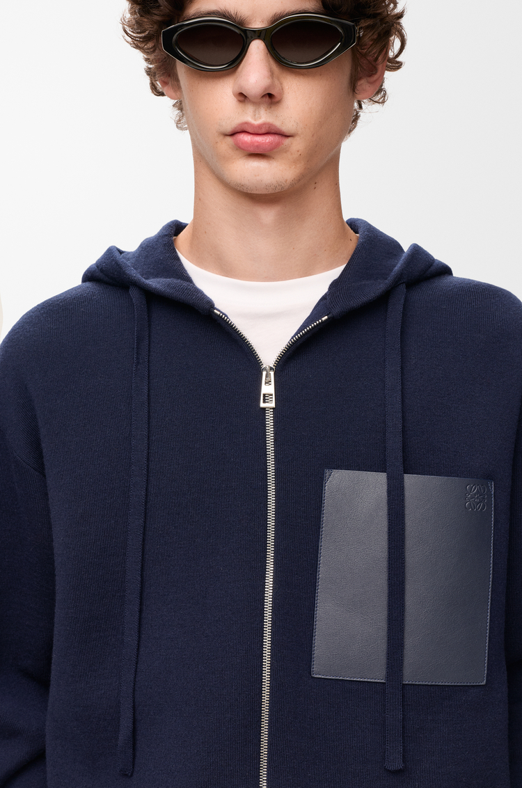 LOEWE 羊毛拉链连帽卫衣 海军蓝