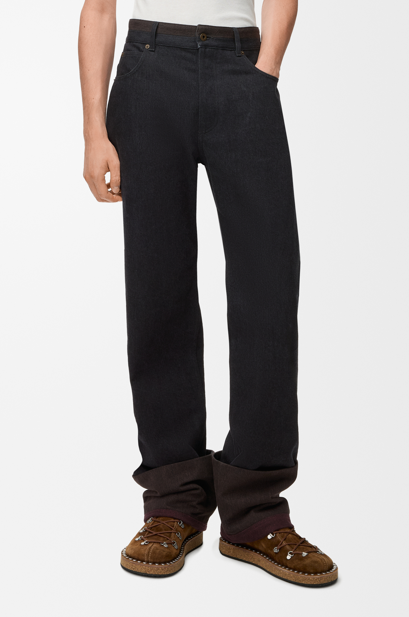 LOEWE Turn-up jeans in denim Black/Burgundy