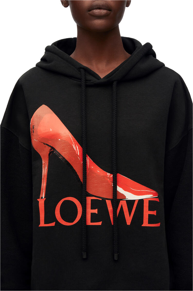 LOEWE LOEWE棉質高跟鞋連帽衫 黑色/紅色