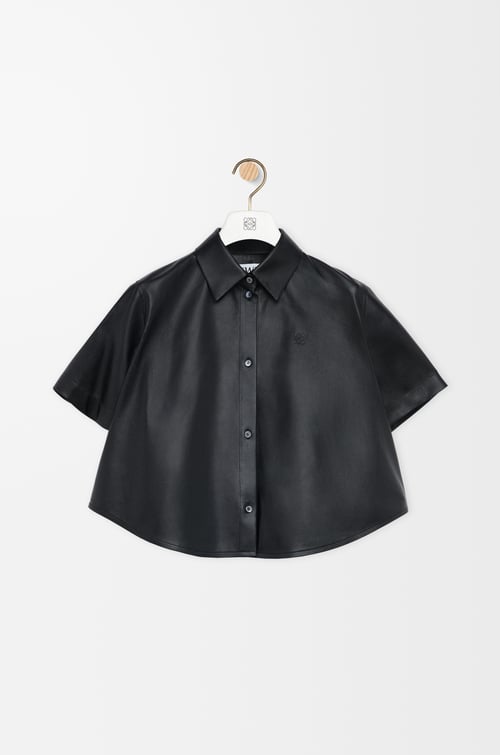 LOEWE Short sleeve trapeze shirt in nappa lambskin Black