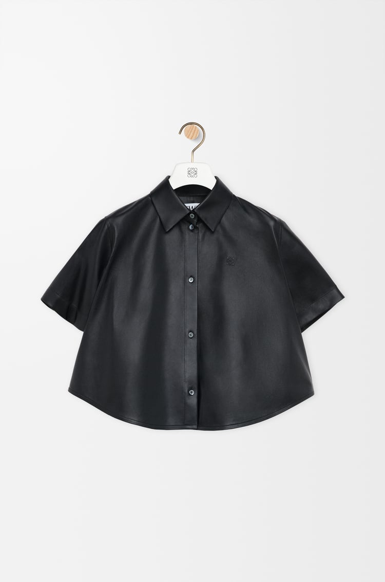 LOEWE Short sleeve trapeze shirt in nappa lambskin Black