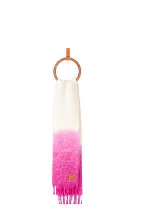 LOEWE 羊毛與馬海毛混紡吊染圍巾 白色/粉紅色 plp_rd