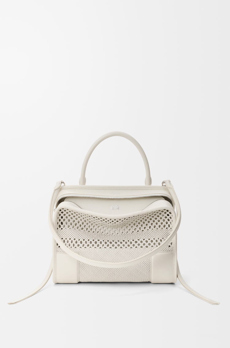 LOEWE Sac Amazona 180 moyen en cuir de veau tressé Blanc Doux