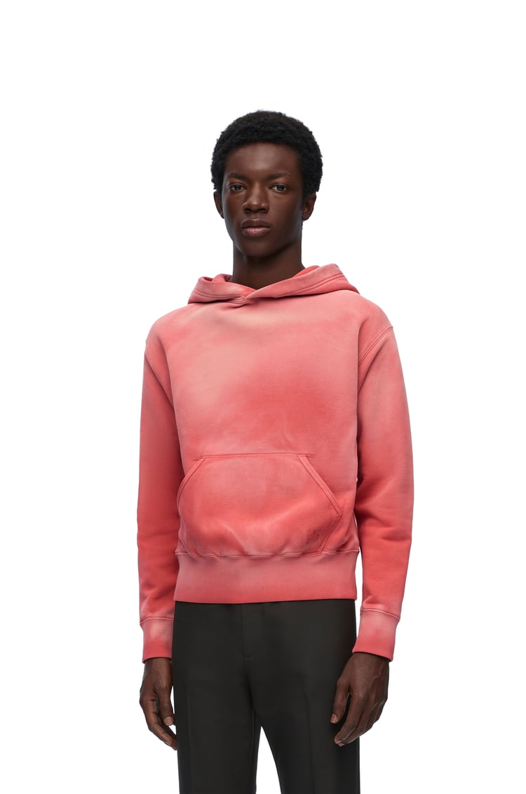 LOEWE Slim fit hoodie in cotton 水洗粉紅色