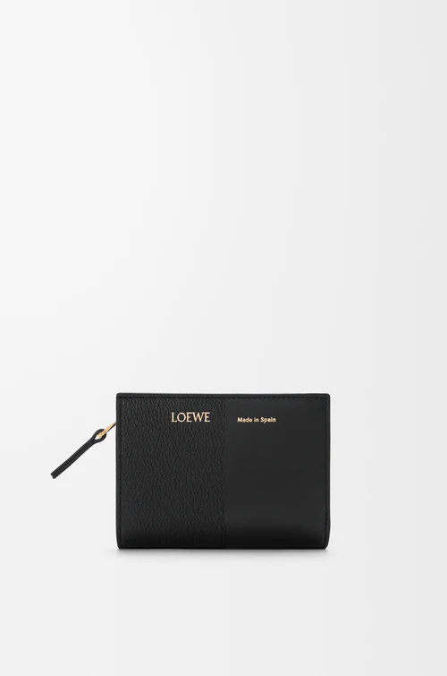 LOEWE デュエット コンパクトウォレット（スムースカーフ&グレインカーフ） ブラック