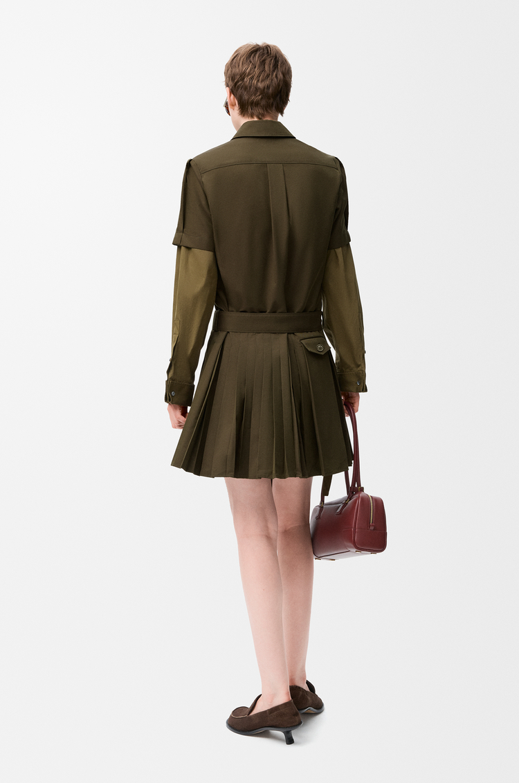 LOEWE Pleated dress in cotton blend Khaki Green