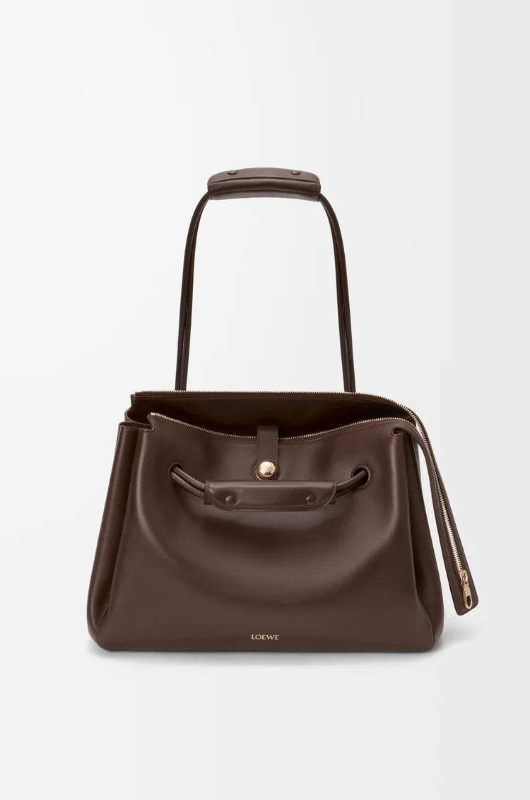 LOEWE Borsa Madrid grande in morbida pelle di vitello Brownie Scuro