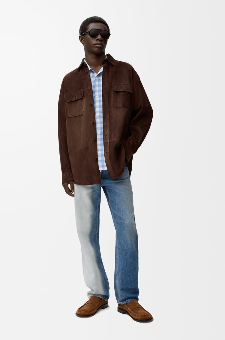 LOEWE Pantalón vaquero recto en denim Blanco/Azul