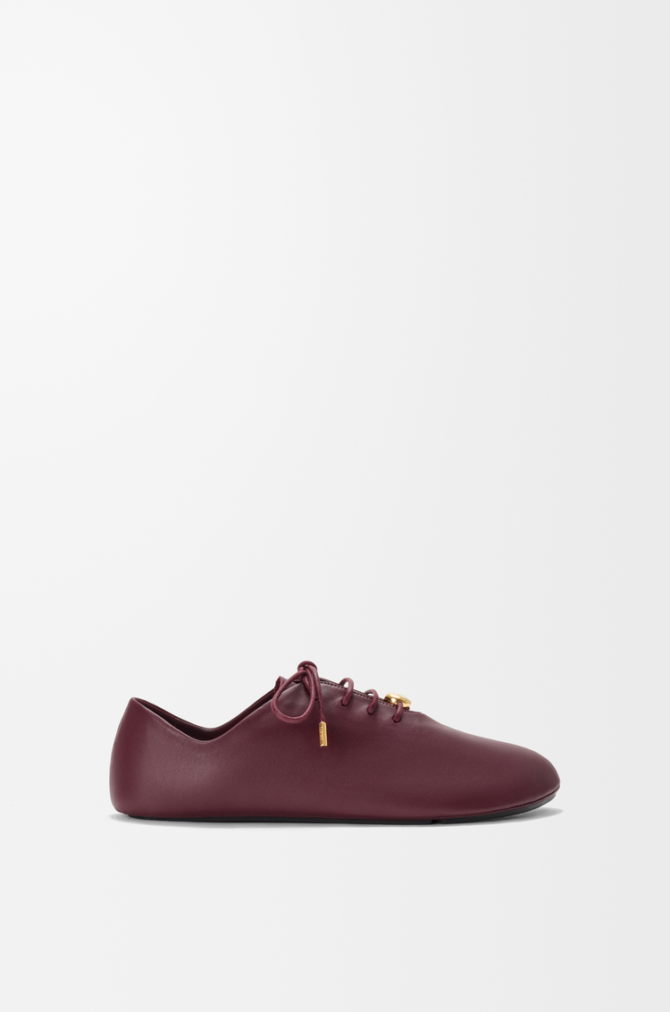 LOEWE Pebble Soft lace-up in nappa calfskin Dark Burgundy