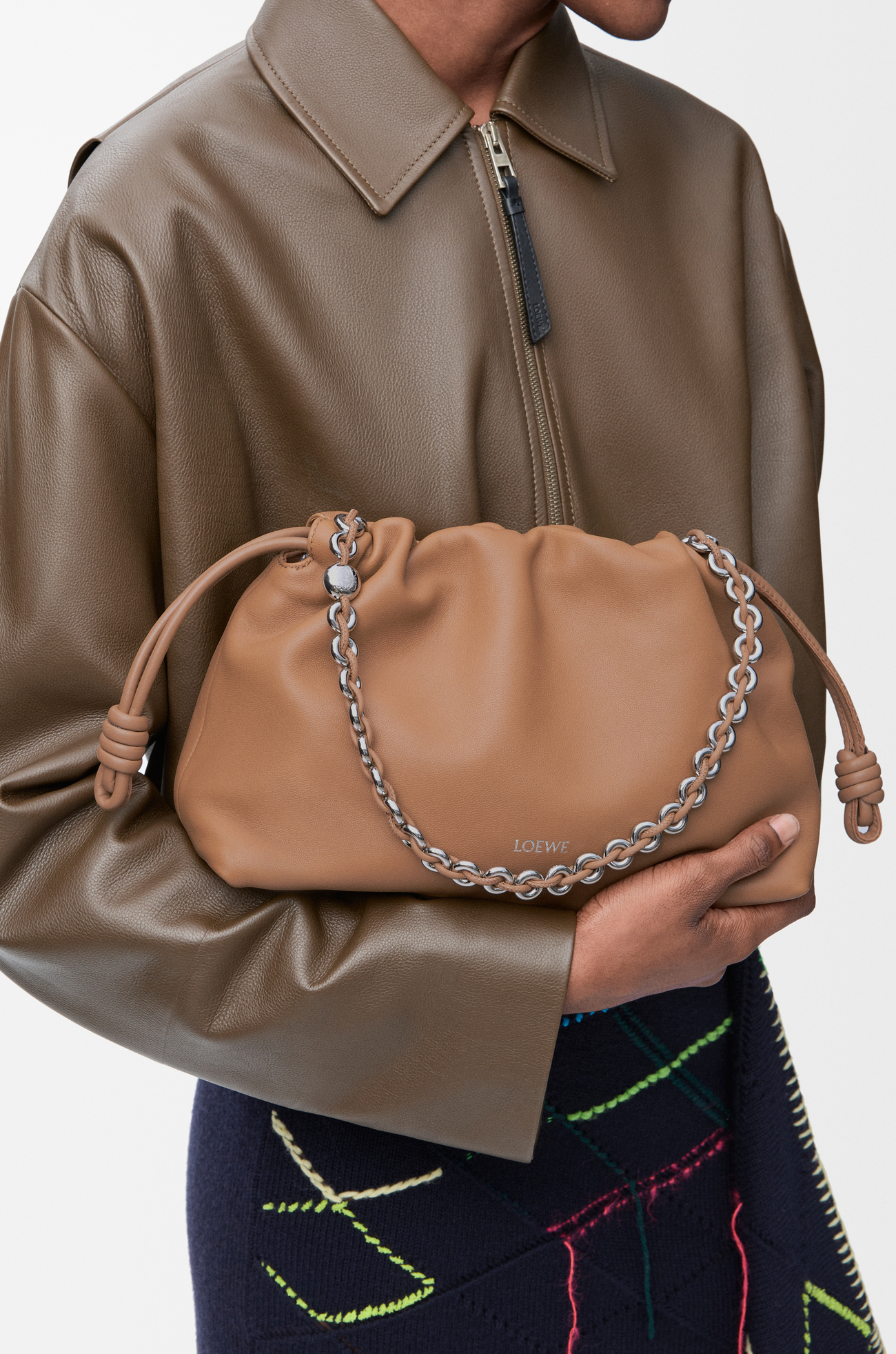 LOEWE Borsa Flamenco Purse media in morbida nappa di agnello Moca