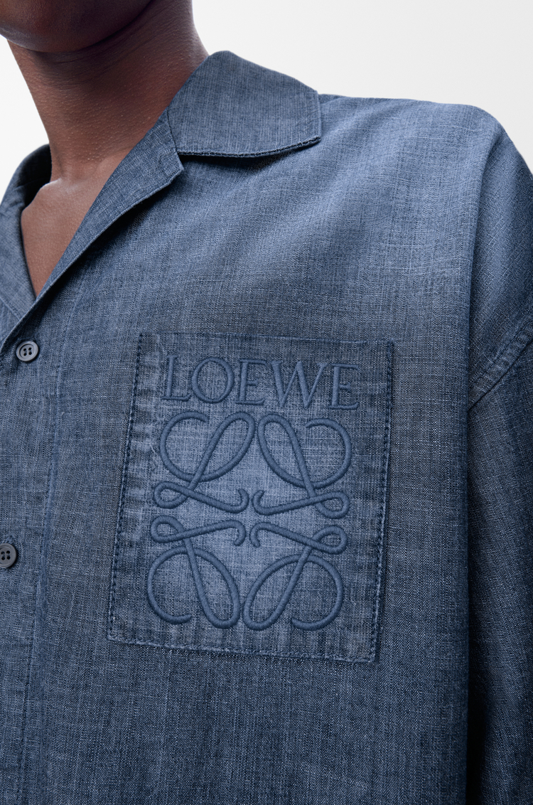 LOEWE Camisa de manga corta en algodón Azul Lavado