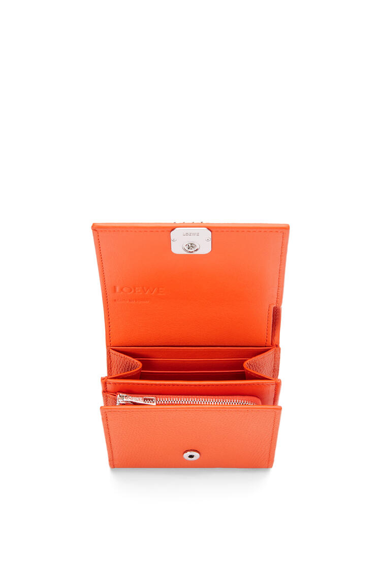 LOEWE Anagram compact flap wallet in pebble grain calfskin Orange