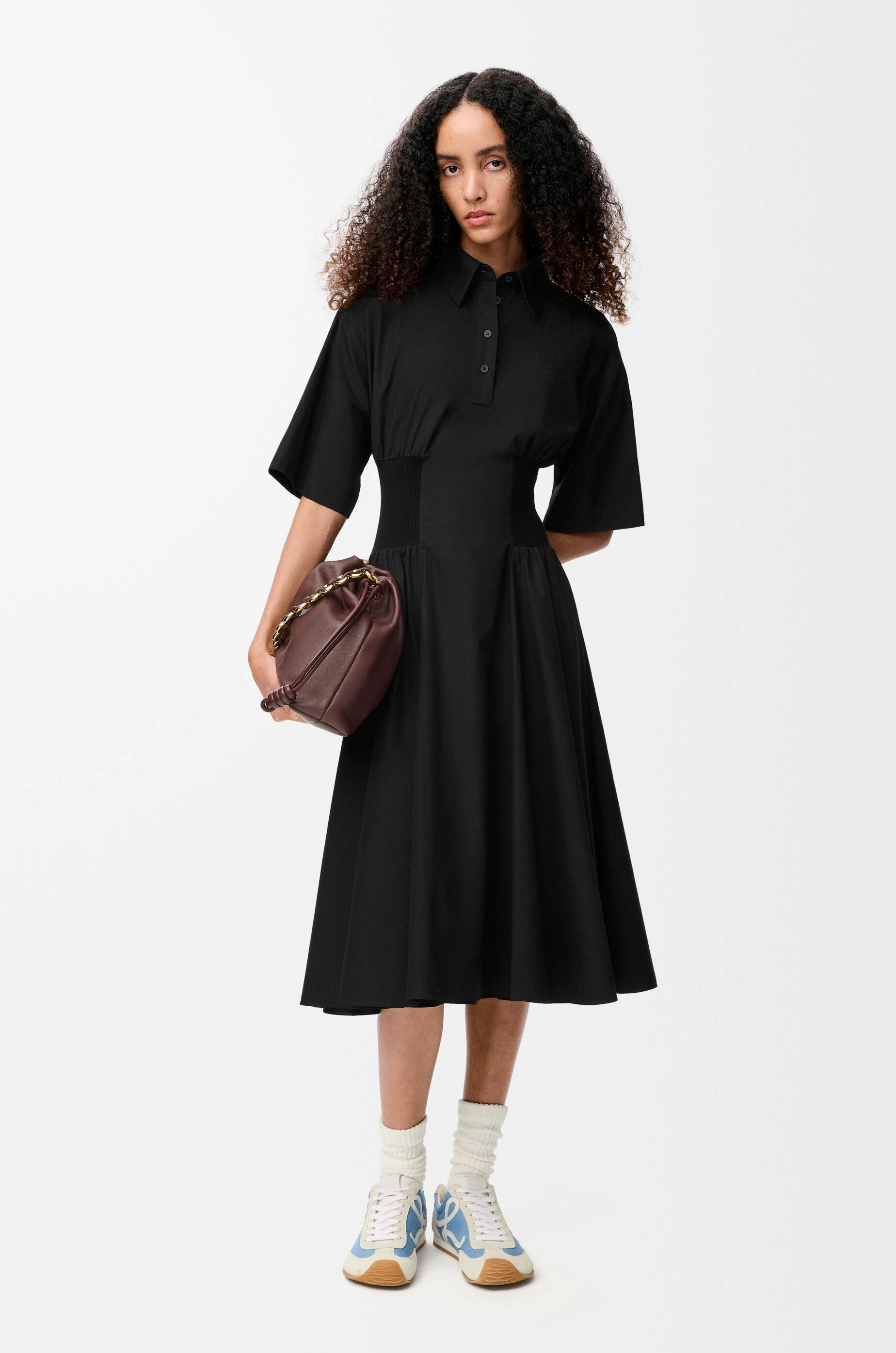VIP【送料関税込】LOEWE SHORT DRESS Short sleeve dress in cotton Black - LOEWE