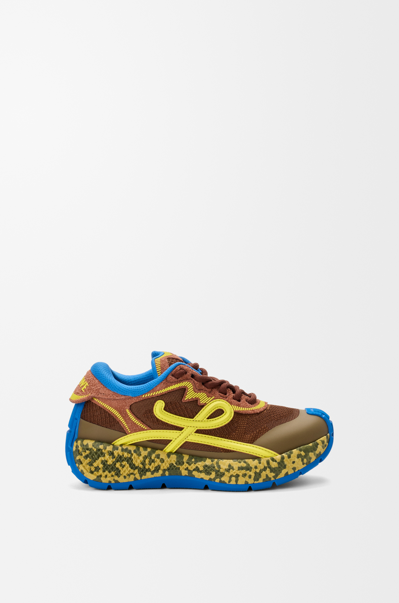 LOEWE Sneaker Pogo in maglia tecnica e pelle scamosciata Marrone/Verde/Kaki