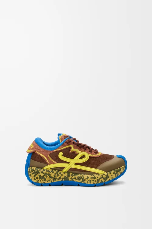 LOEWE Zapatilla Pogo en punto técnico y ante Marrón/Verde/Caqui