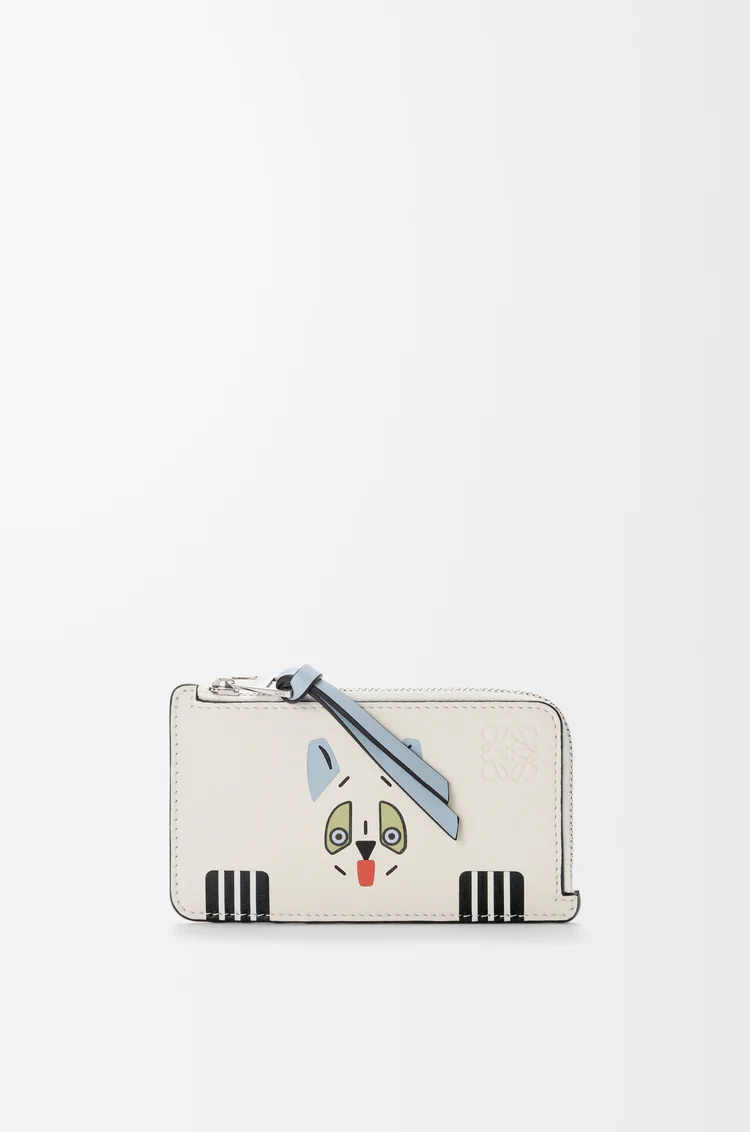 LOEWE Tarjetero-monedero Futurist Cat en piel de ternera Blanco Suave