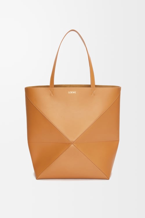 LOEWE XL Puzzle Fold tote in shiny calfskin Warm Desert plp_rd