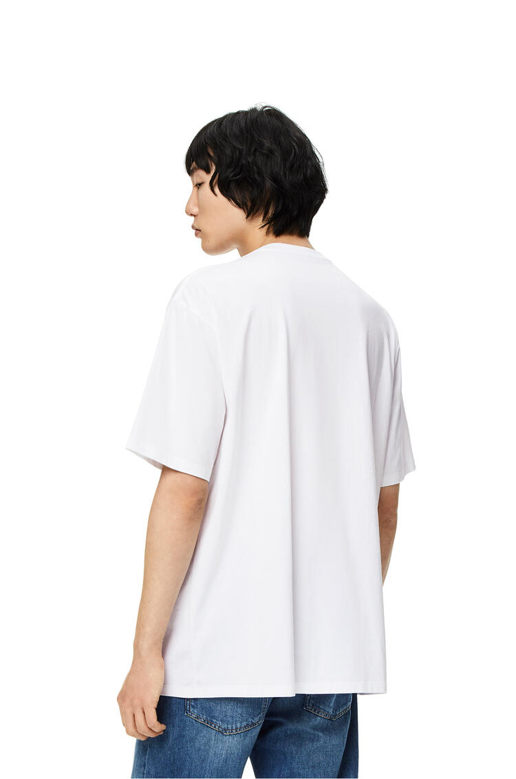 LOEWE Camiseta en algodón con cristales y estampado de caras Blanco