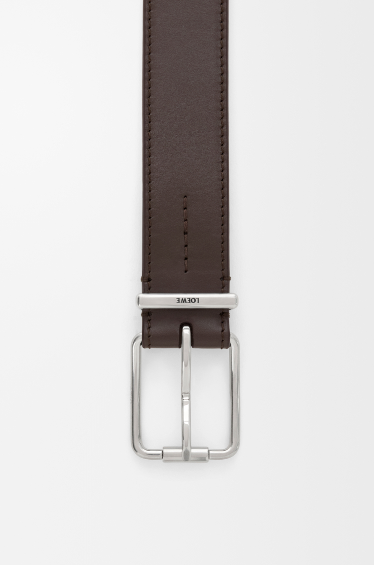 LOEWE 亮面光滑小牛皮經典腰帶 深雪茄色/復古鈀金色
