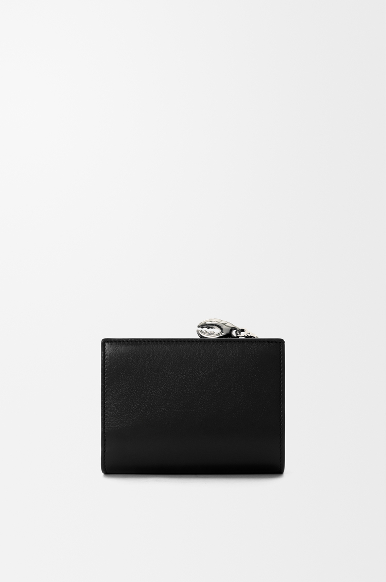 LOEWE Cartera compacta Claw en piel de cordero brillante Negro