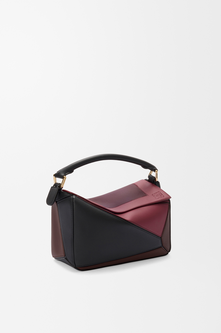 LOEWE Small Puzzle bag in nappa calfskin Black/Burgundy