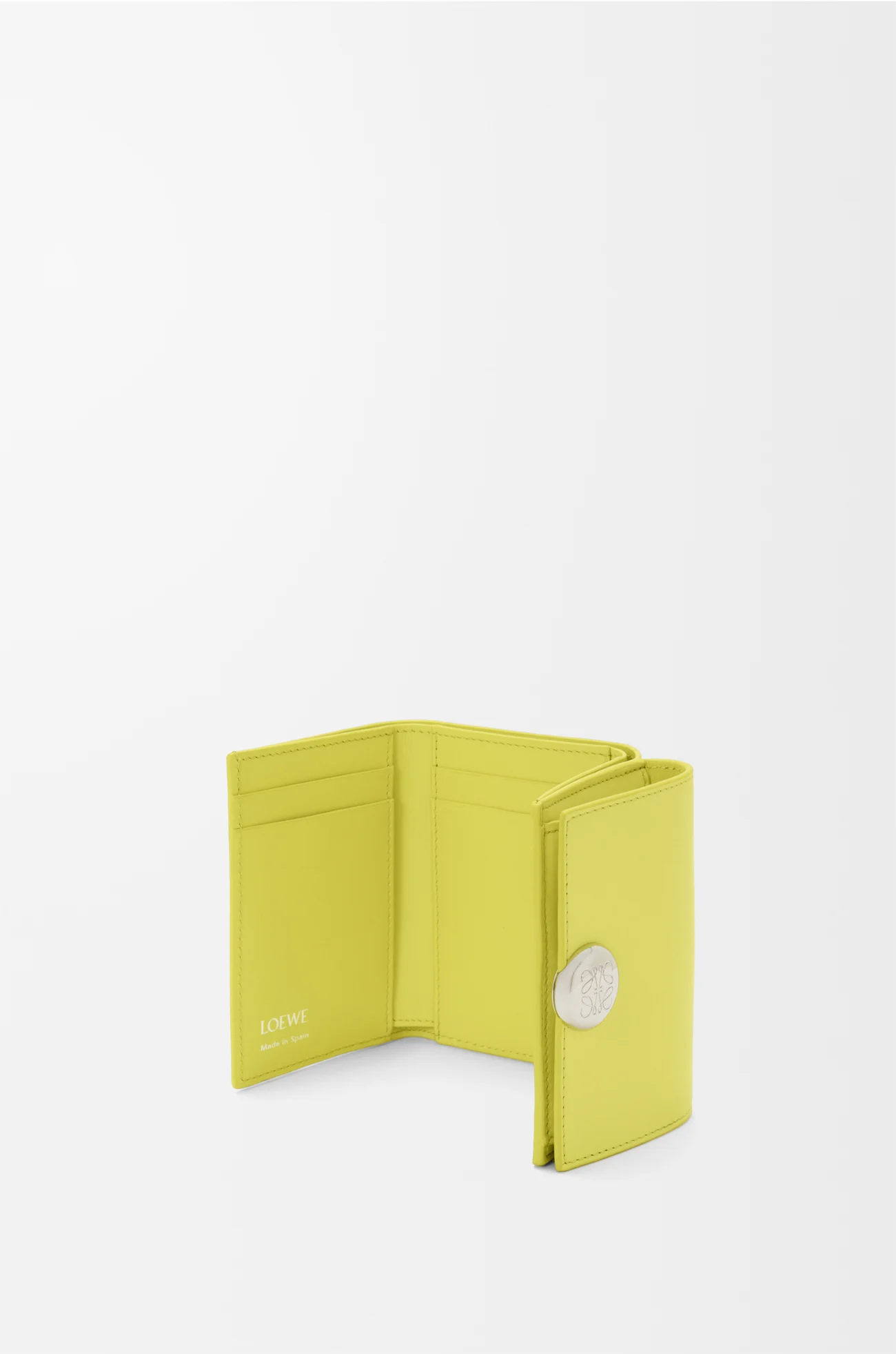 LOEWE Pebble trifold wallet in shiny nappa calfskin Light Citrine