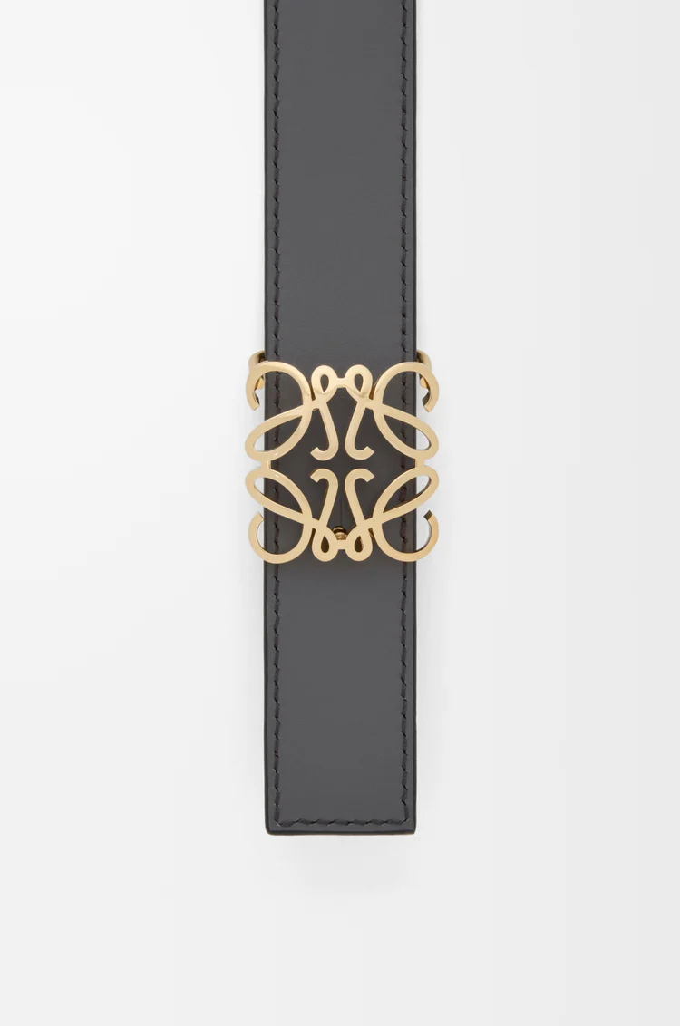 LOEWE Cinturón reversible Anagram Bombé en piel de ternera lisa Moca/Pizarra