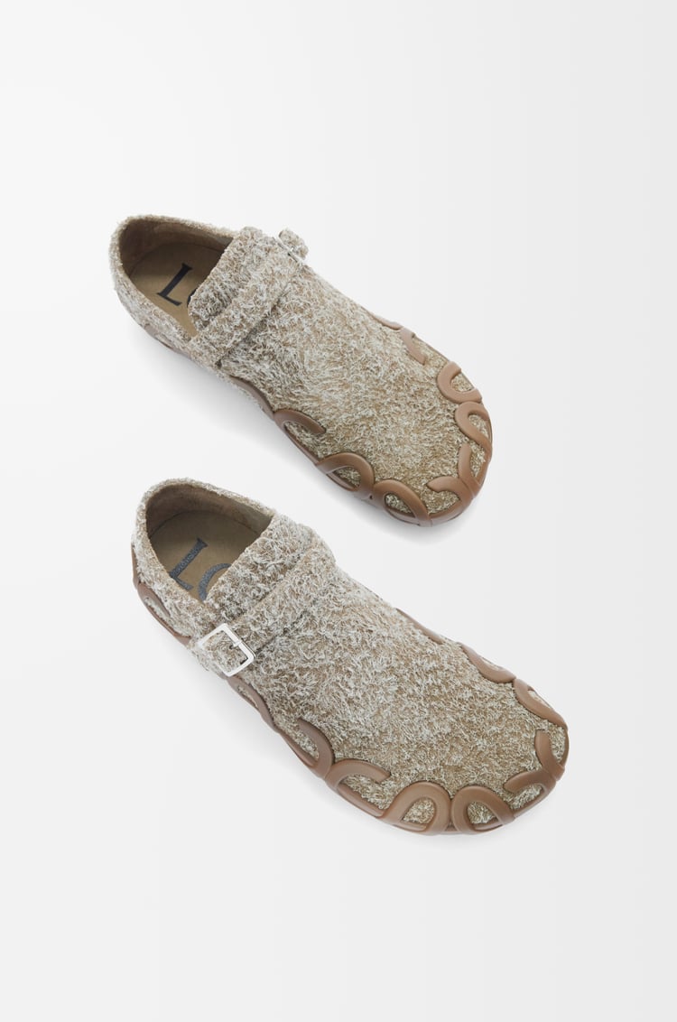 LOEWE Rise loafer in brushed suede Khaki Green