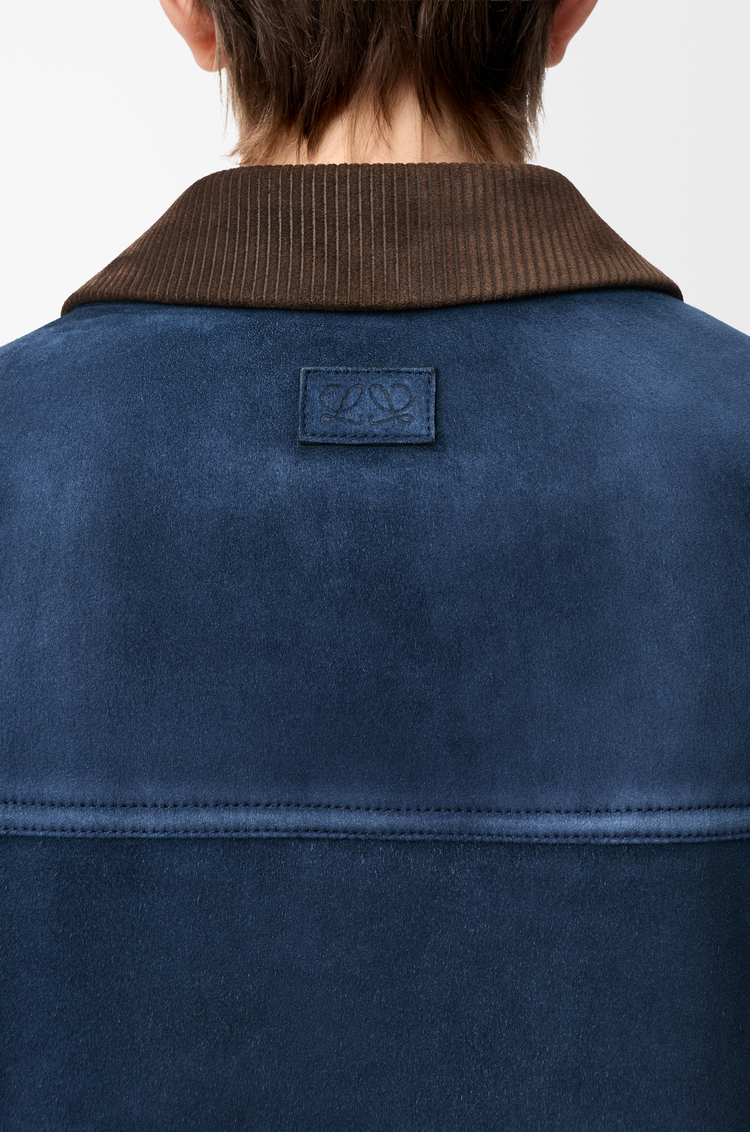 LOEWE Trucker jacket in suede goat skin Navy Blue