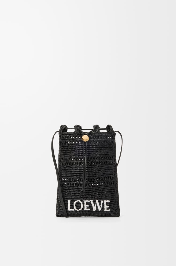 LOEWE Drawstring pocket in raffia  Black