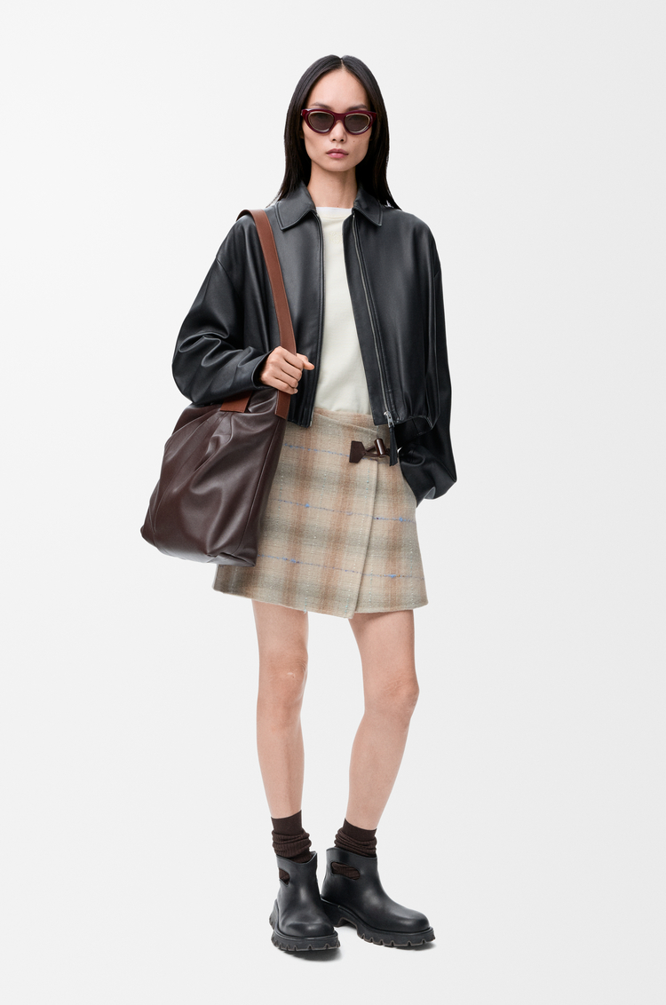 LOEWE Mini skirt in wool and cashmere blend Beige