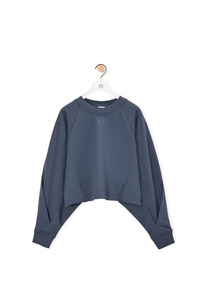 LOEWE Anagram cropped sweatshirt in cotton Vintage Blue