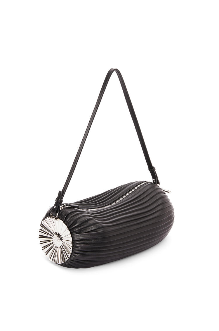 LOEWE Bracelet pouch in pleated nappa with solar metal panel Black pdp_rd