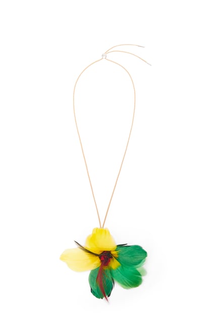 LOEWE Hibiscus necklace in feathers and brass Silver/Multicolor plp_rd