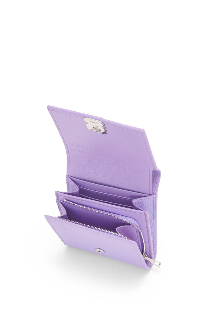 LOEWE Anagram compact flap wallet in pebble grain calfskin Light Mauve