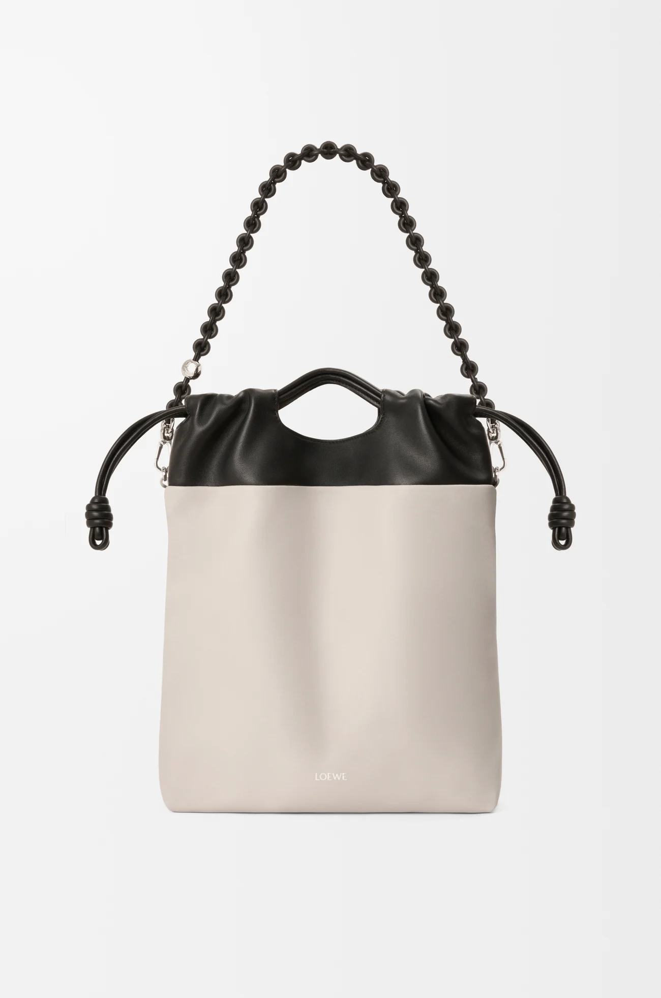 LOEWE Flamenco purse tote in mellow nappa lambskin Light Ghost/Black