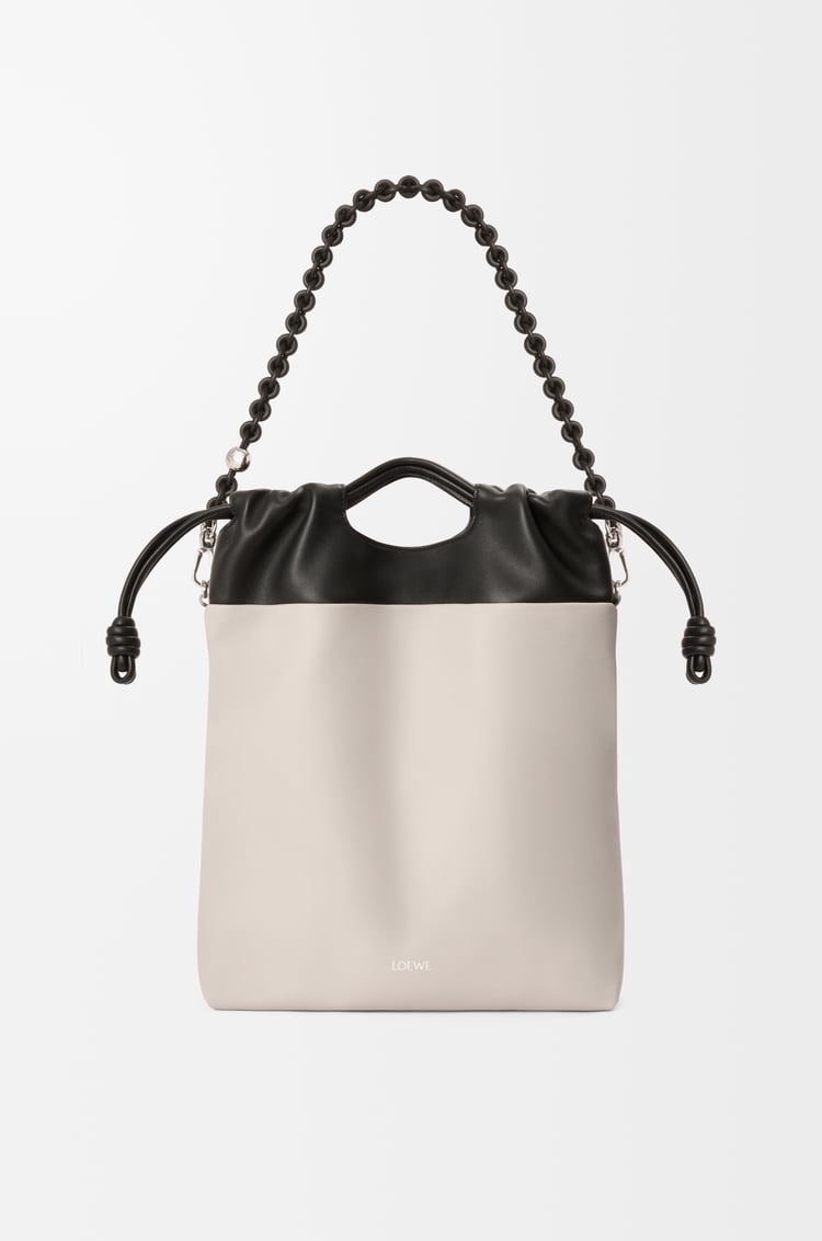 LOEWE Flamenco purse tote in mellow nappa lambskin Light Ghost/Black