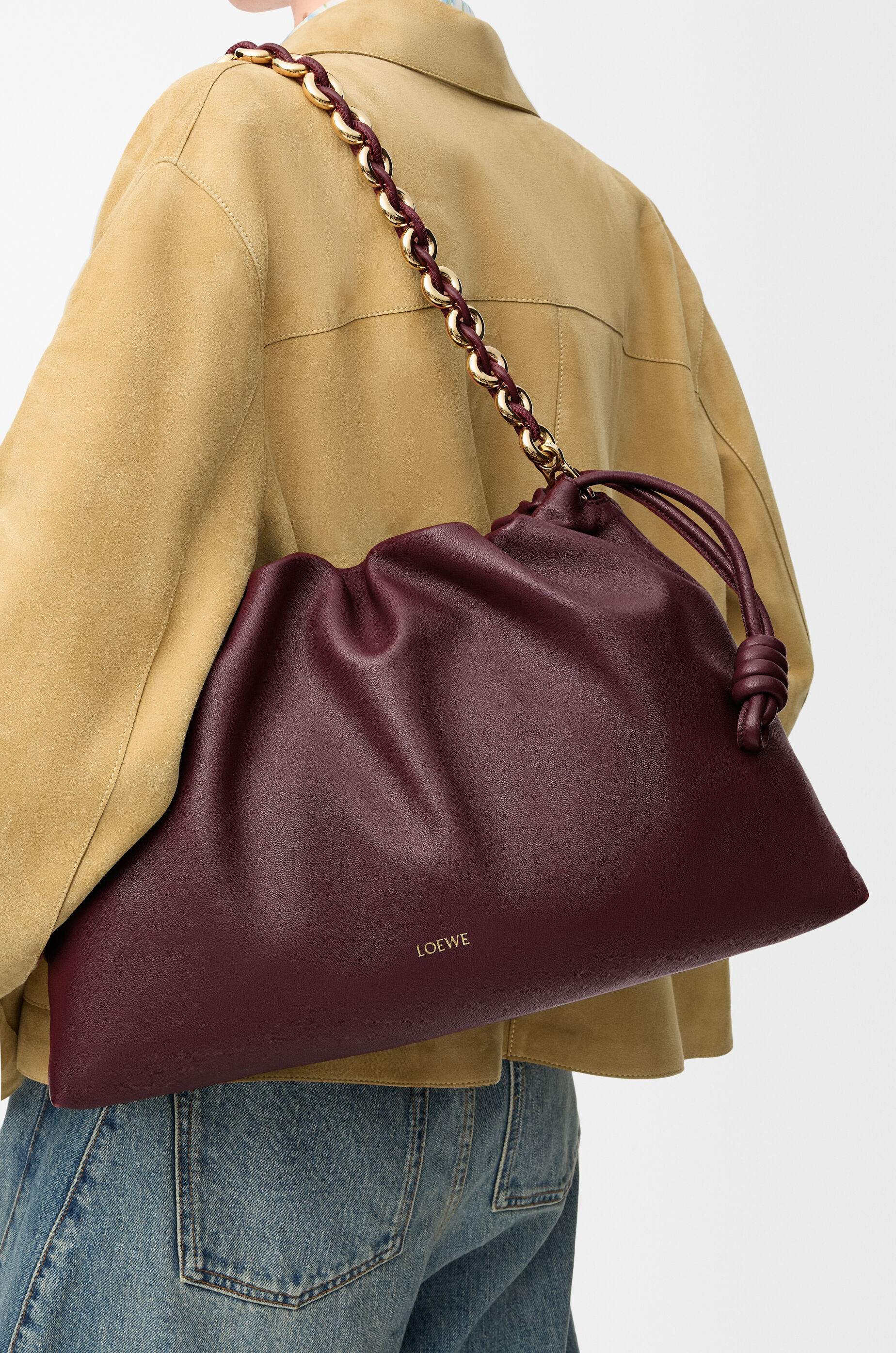 ロエベ A411FCRX02 7240 ダークバーガンディ メローナパラムスキン フラメンコパース ミディアム3WAY LOEWE（ロエベ） 美品 A411FCRX02 7240 ダークバーガンディ メローナ