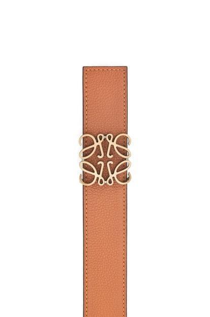 LOEWE Reversible Anagram belt in soft grained calfskin and smooth calfskin Tan/Black/Old Gold plp_rd