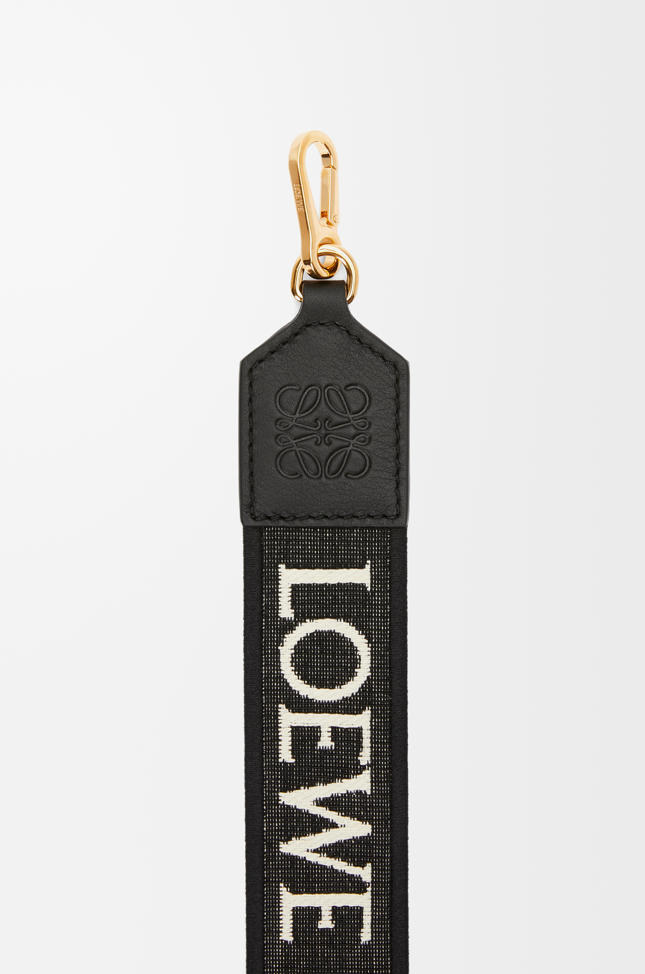 LOEWE Anagram Riemen aus Jacquard und Kalbsleder Schwarz/Gold