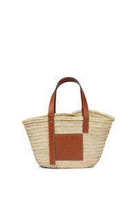 LOEWE Basket bag in palm leaf and calfskin 原色/棕褐色