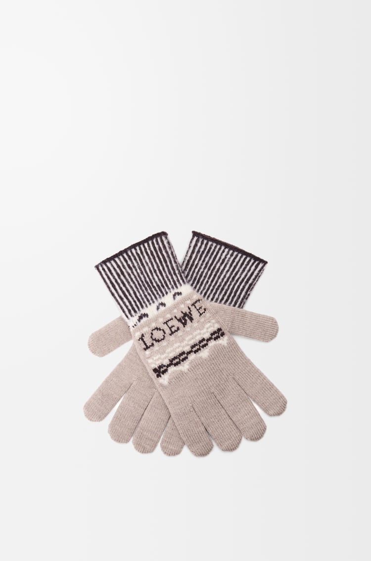 LOEWE Guantes en mezcla de lana Beige/Multicolor