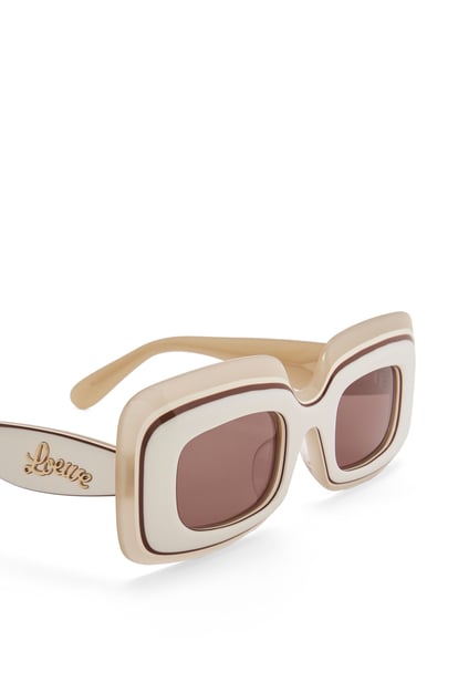 LOEWE Rechteckige Multilayer Sonnenbrille aus Acetat Weiß/Beige plp_rd