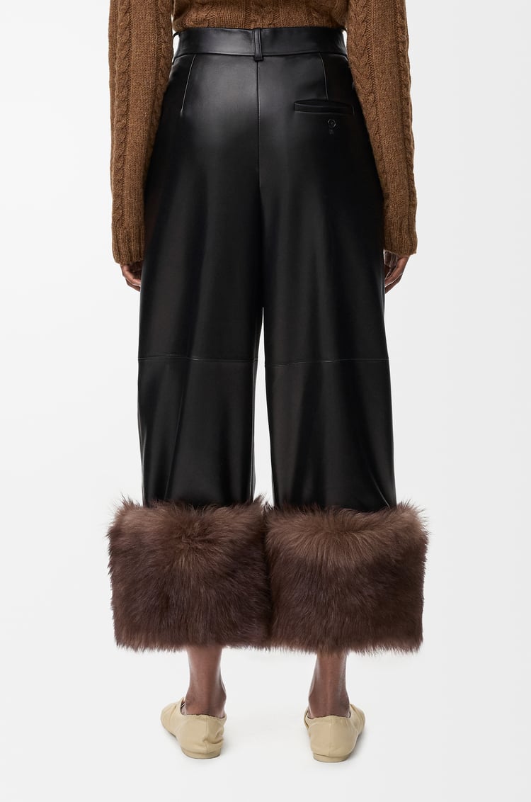 LOEWE Turn-up trousers in nappa lambskin Black