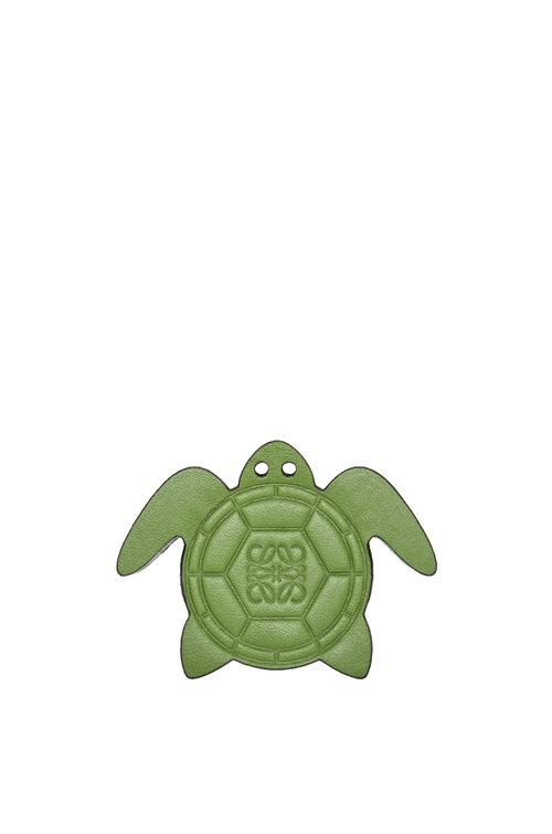 LOEWE Turtle dice in classic calfskin Spring Green/Tan