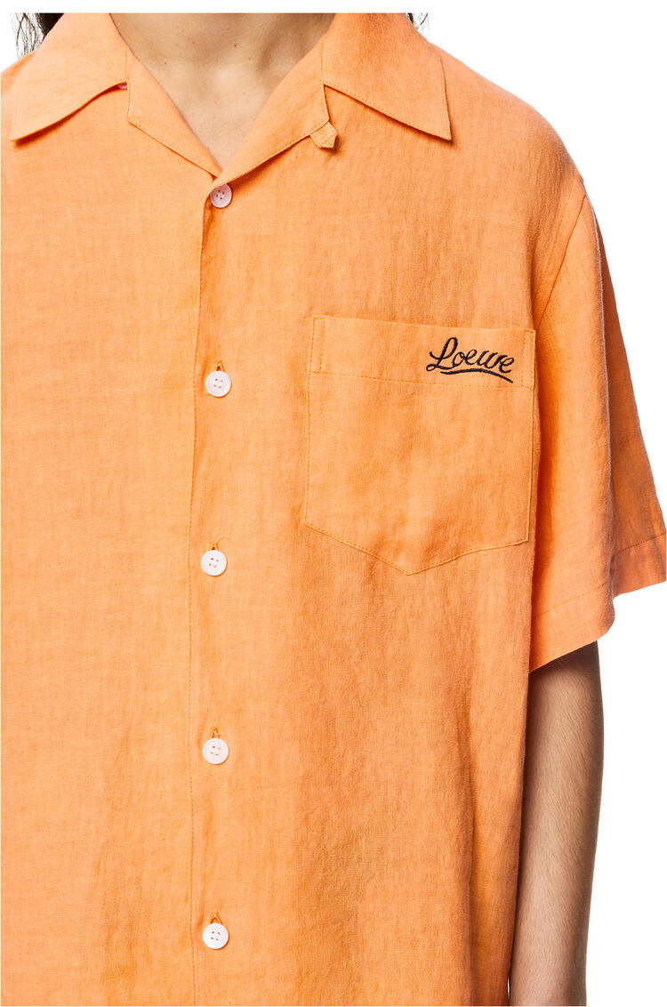 LOEWE Camisa bowling en lino Mandarina