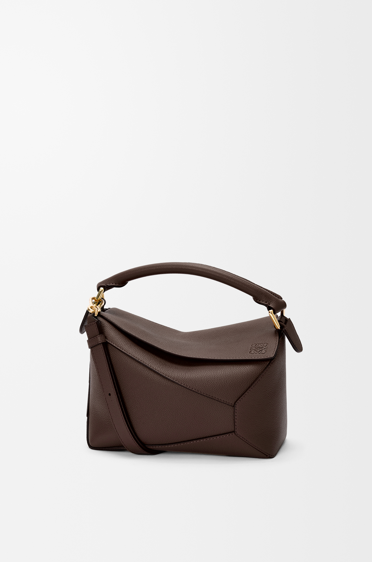 LOEWE Small Puzzle Edge bag in soft grained calfskin Dark Chestnut