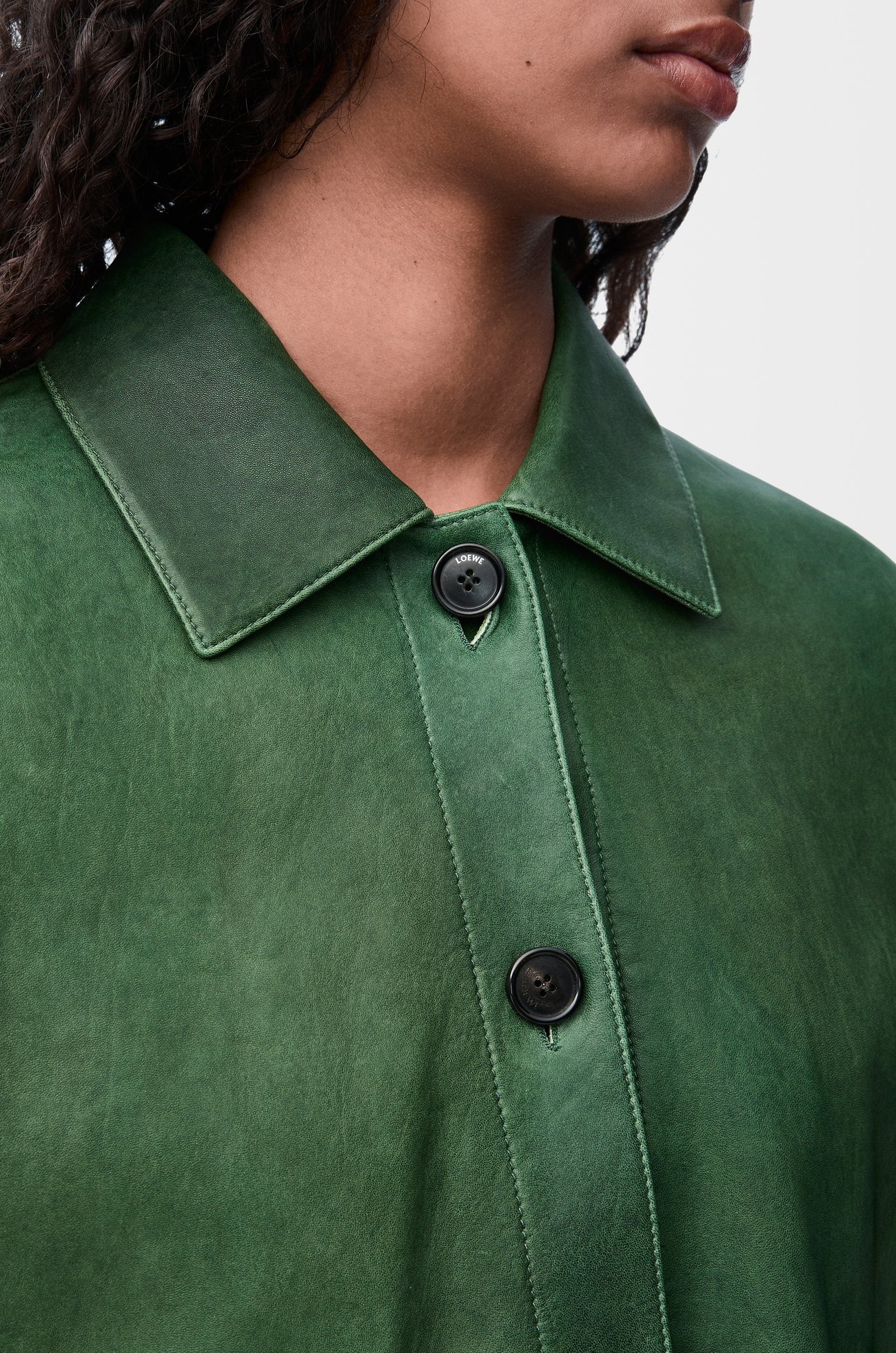 LOEWE Turn-up jacket in nappa lambskin Dark Green