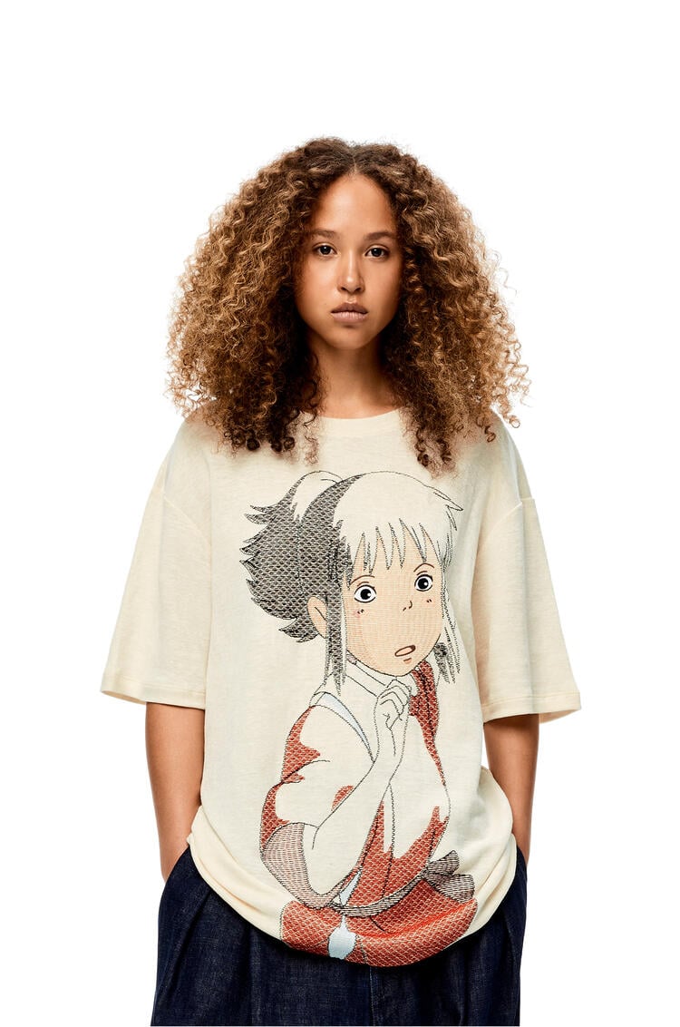 LOEWE Camiseta oversize con Chihiro bordado en cáñamo y algodón Ecru/Multicolor pdp_rd