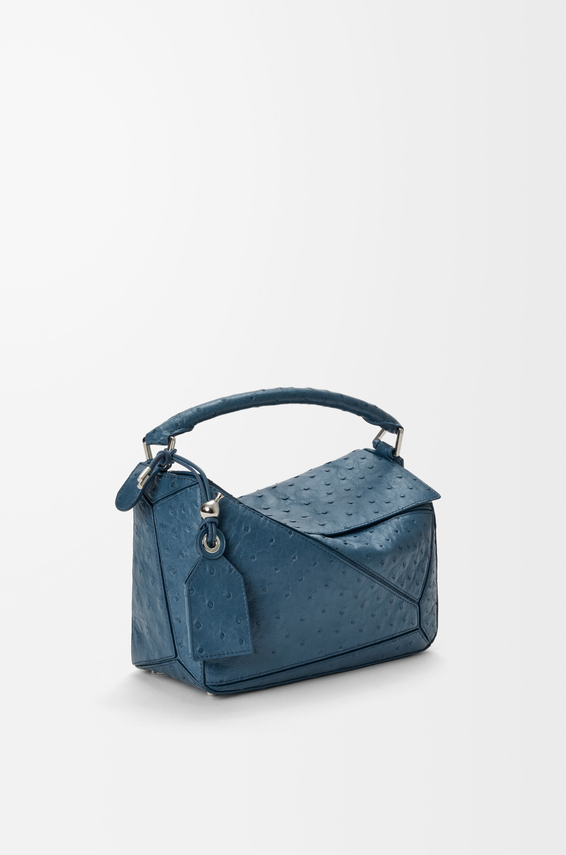 Small Featherlight Puzzle bag in ostrich Blue - LOEWE USA Official